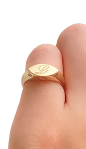 Jacqueline Diamond Signet Ring in 14K Solid Gold