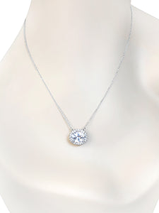 Priscilla White Topaz and Diamond Halo Necklace