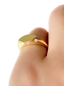Jacqueline Moissanite Signet Ring in 10K Solid Gold