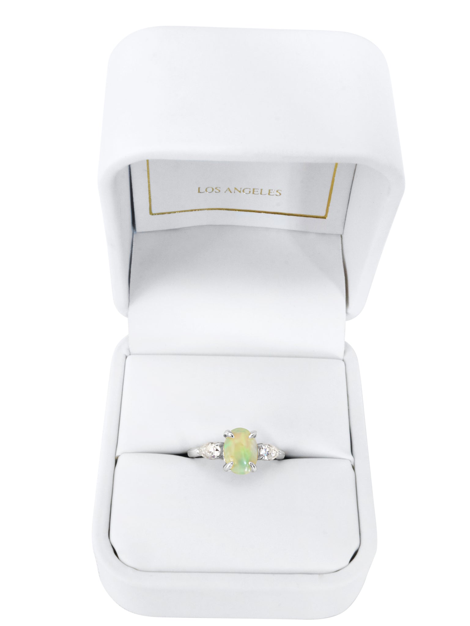 Jasmine Opal and Moissanite Ring