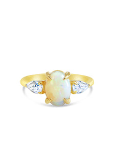 Jasmine Opal and Moissanite Ring