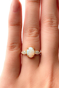Jasmine Opal and Cubic Zirconia Ring