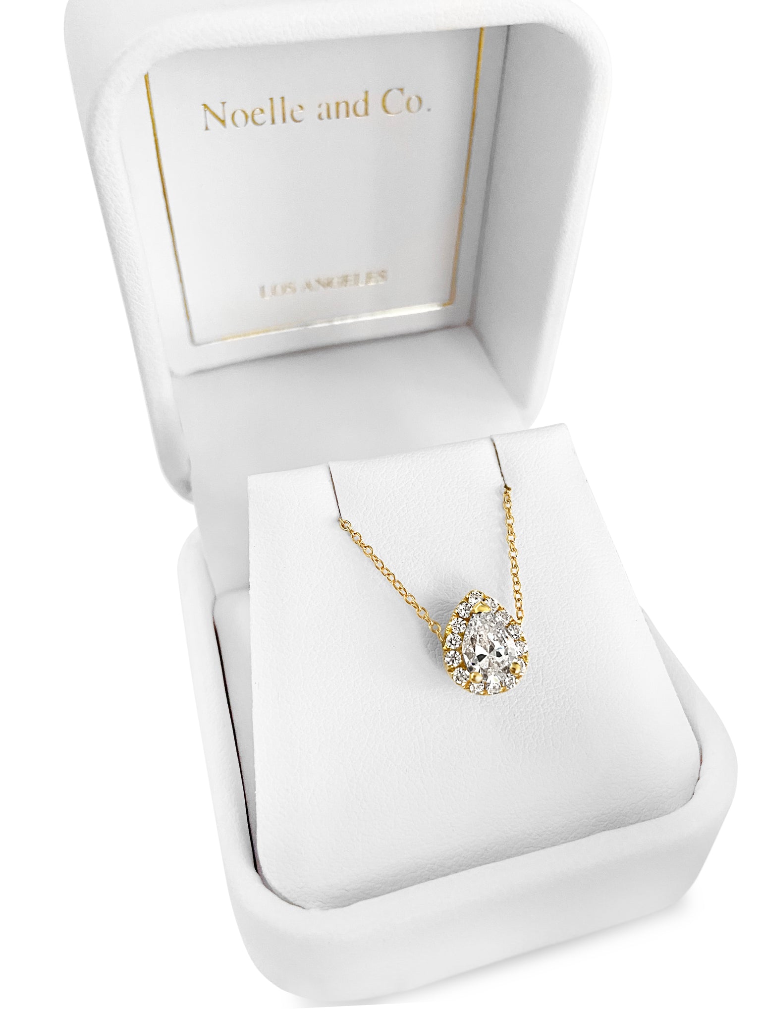 Naomi Pear Halo Moissanite Necklace