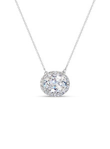Priscilla White Topaz and Diamond Halo Necklace