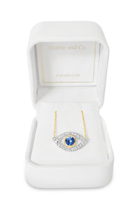 Blue Sapphire and Diamond Evil Eye Two-Tone Necklace